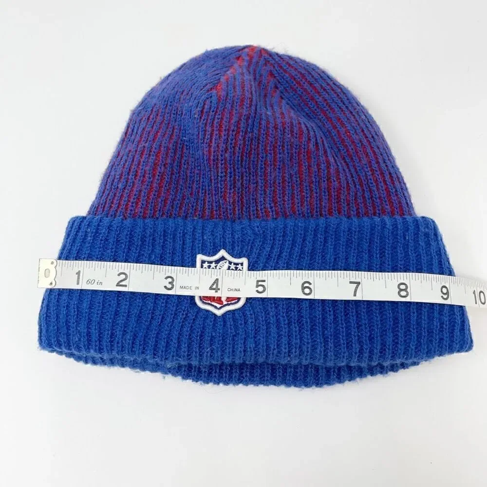 New Era NFL Giants Blue Acrylic Beanie Youth Size Fleece Lined Used Good